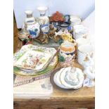 Spode dessert dish, three Lladro pieces, vases, commemorative's, Sinatra sheet music, ink stand,