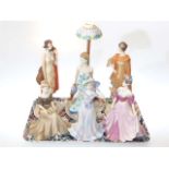 Three Coalport Roaring Twenties figures and three Coalport Age of Elegance figures (6)