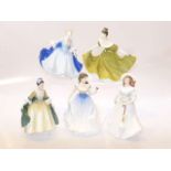 Five Royal Doulton ladies 'Jane' 4210, 'Dulcie' 2305, 'Lynne' 2329,