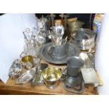 Collection of silver plate and pewter ware