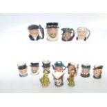 Ten Royal Doulton miniature character jugs, small character jug,