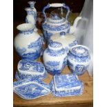 Collection of Spodes Italian including kettle, pair of candlesticks, stilton and chess dishes,