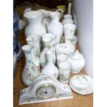 Aynsley Wild Tudor vases, jug and bowl, clock, dishes etc.