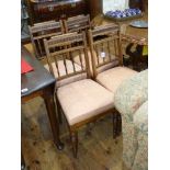 Set of four late 19th Century rosewood and ivory inlaid parlour chairs,