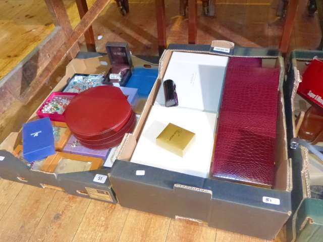 Two boxes of jewellery, cases,