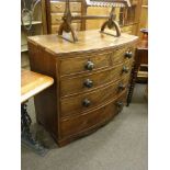 Victorian mahogany bow front chest of two short above three long drawers
