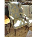 19th Century wing open armchair on ring turned legs