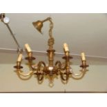 Six branch gilt metal light fitting