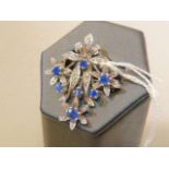 Sapphire and diamond brooch with pendant fitting, unmarked,