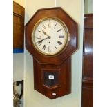 Mahogany cased drop dial wall clock,