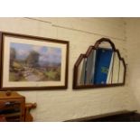 Arched top bevelled wall mirror,