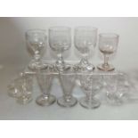 Collection of nine antique glasses