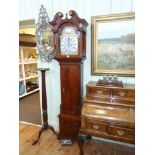 Eight day longcase clock, 12½ inch gilt and silvered arched dial, signed James Hewitt, Sunderland,