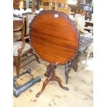 Mahogany snap top occasional table on pedestal tripod base