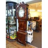 Victorian mahogany eight day longcase clock, 13¾ inch painted arched dial.