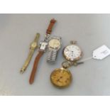 Two pocket watches and three wrist watches (5)