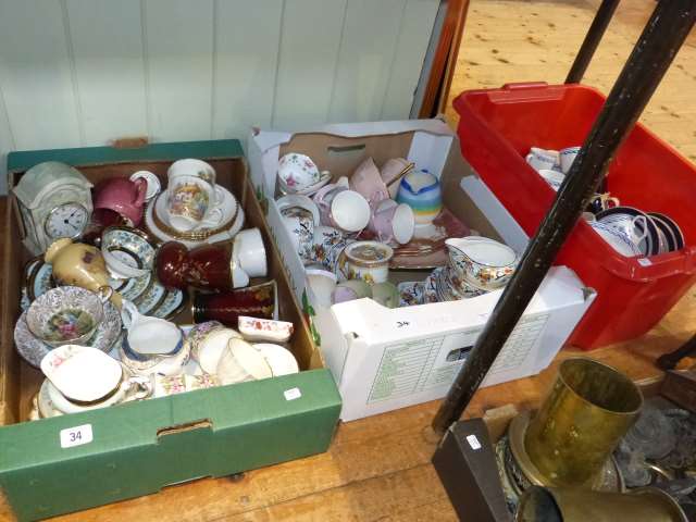 Three boxes of mixed china tea wares