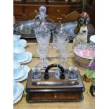 Victorian inkstand and collection of crystal glassware