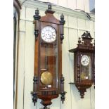 19th Century walnut and ebonised double weight Vienna wall clock
