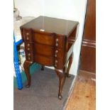 Neat mahogany serpentine front three drawer drop side pedestal chest on cabriole legs