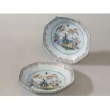 Pair of faience polychrome dishes,