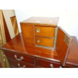 Victorian brass-bound oak two-drawer collectors cabinet