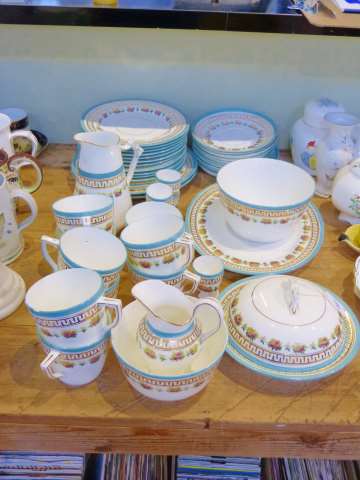 Victorian tea china with turquoise,