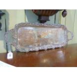 Silver plate on copper rectangular tray