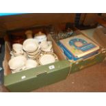 Boxed Babycham glasses, Country Kitchen dinnerware, cutlery, glassware,