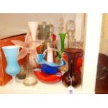 Glass decanters and coloured glassware