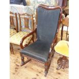 Victorian mahogany scroll arm rocking chair