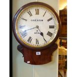 Victorian mahogany cased fusee drop dial wall clock, 11¼ inch circular dial signed Cave & Son,