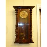 Victorian walnut cased Vienna wall clock