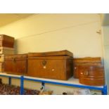 Three vintage tin trunks and tin hat box (4)