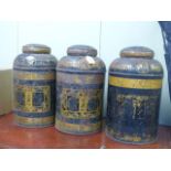 Set of three 19th Century tole tea canisters