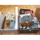 Three boxes of railway collectables