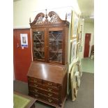 Chippendale style astragal glazed bureau bookcase