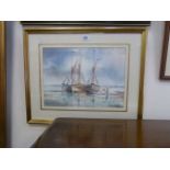 David Eddington, On the Shore, signed, watercolour, framed,