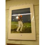 Golfing Interest: Silkscreen print of a golfer, possibly Greg Norman, no.