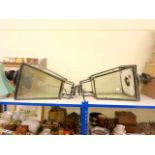 Pair black painted street lamp tops