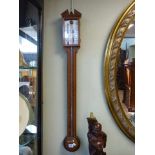 George III style mahogany stick barometer, signed Comitti,