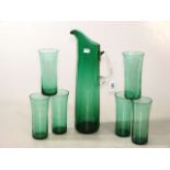 Green art glass water set