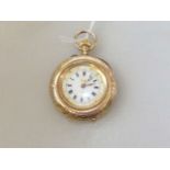 Continental 14k gold pocket watch with 'jewelled' face,