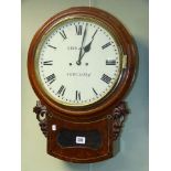 A mahogany wall clock, signed Reid & Sons, Newcastle, 12 inch dial with Roman numerals,