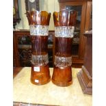 Pair of Continental amber flash glass vases
