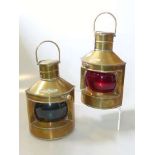 Pair of brass ship's lamps,