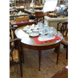 Georgian mahogany D-end dining table and leaf on square tapering legs to spade feet