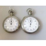 Two white-metal stop watches (appear to be in working order)