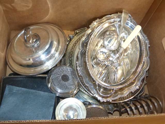 Box of silver plated wares