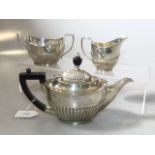 Victorian silver three-piece bachelor's tea service, William Gibson & John Lawrence Longman,